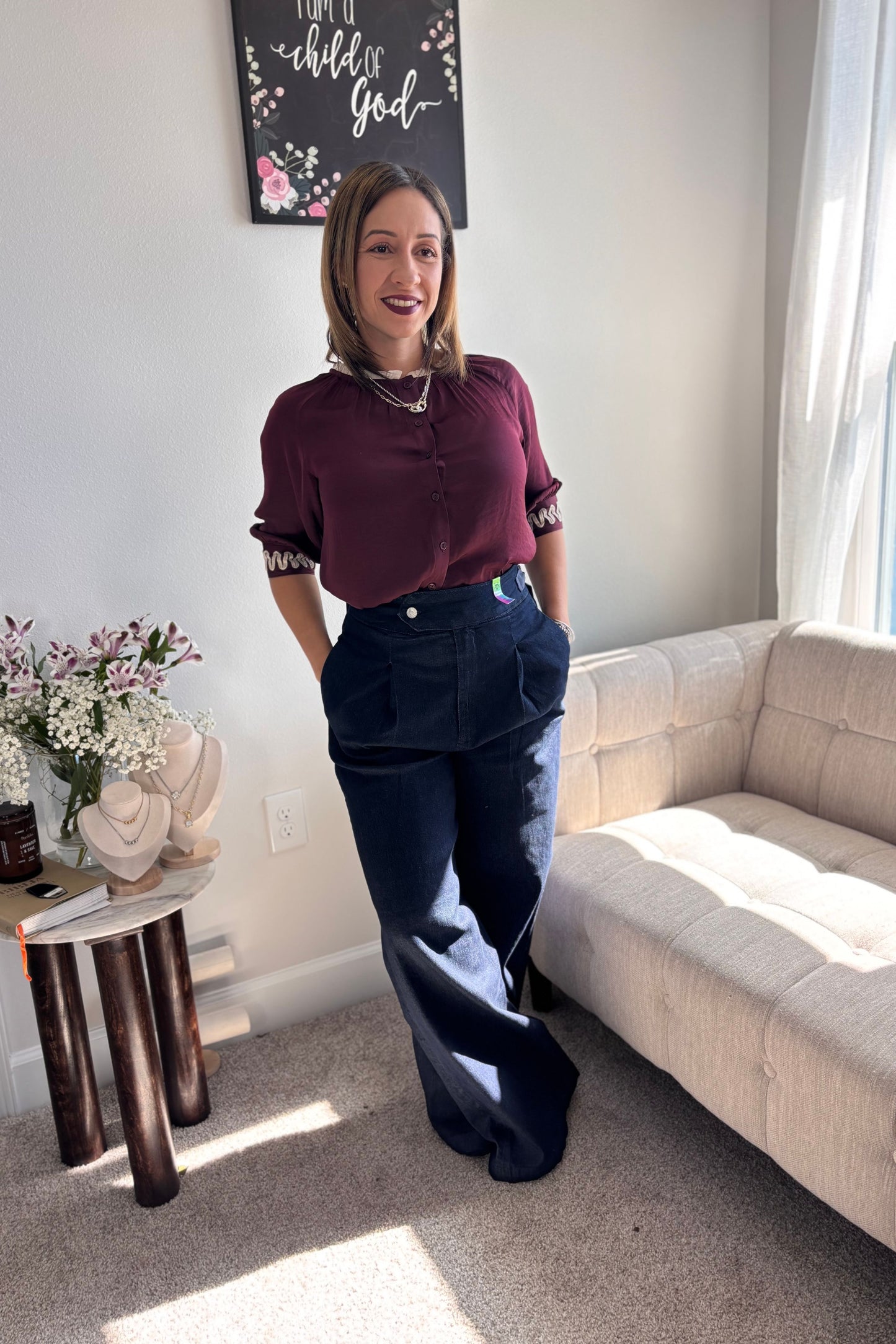 JEAN AMELIE-DARK BLUE HIGH RISE WIDE LEG JEAN