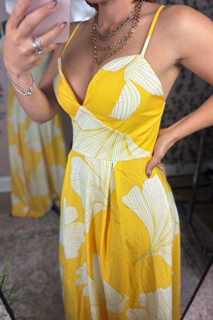 YELLOW FLOWER MAXI DRESS