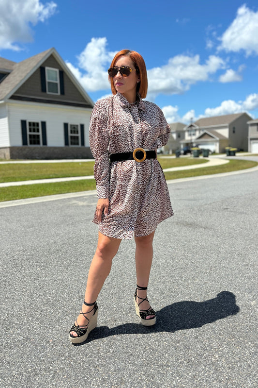 LEOPARD SHIRT DRESS