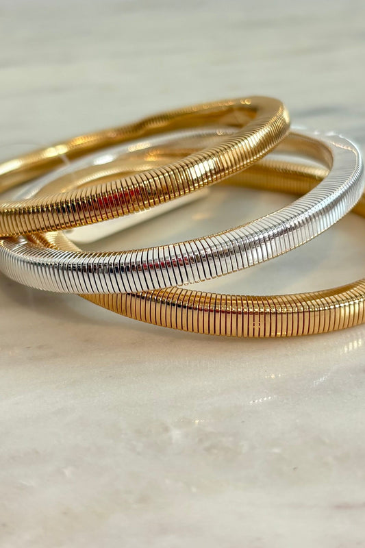 3 PIECE SET STRETCH BRACELET-GOLD AND SILVER