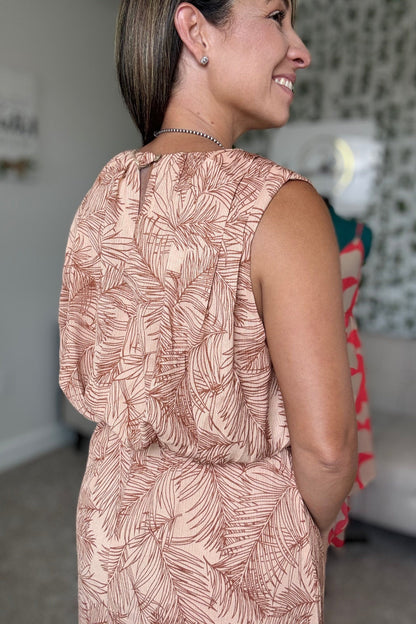 VESTIDO MÁXIMO CON ESTAMPADO DE HOJAS