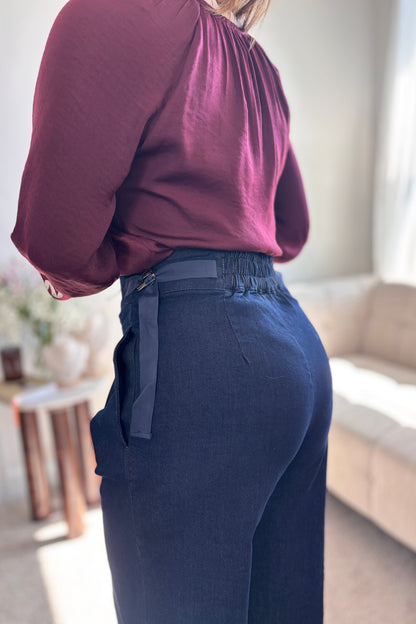 JEAN AMELIE-DARK BLUE HIGH RISE WIDE LEG JEAN