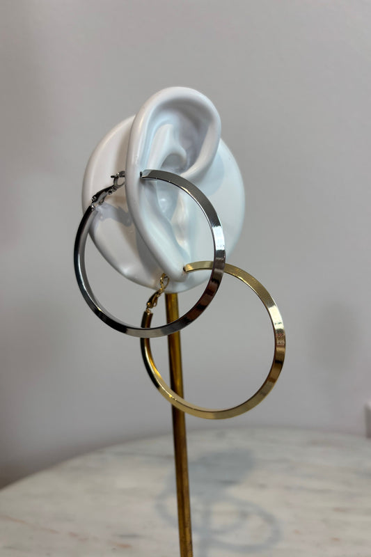 50MM POLISHED BRASS ANGEL HOOP EARRINGS