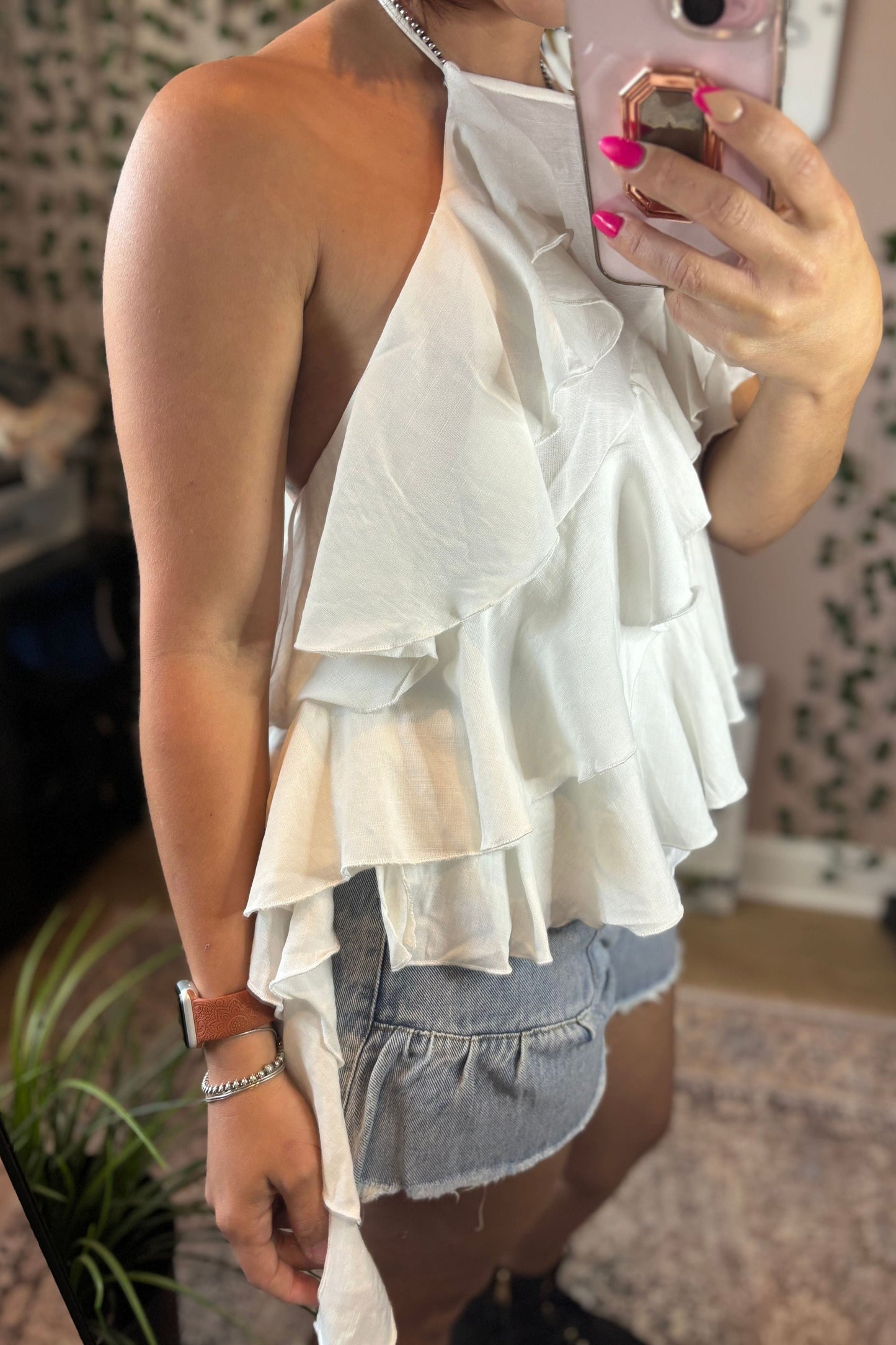 RUFFLE HALTER TOP