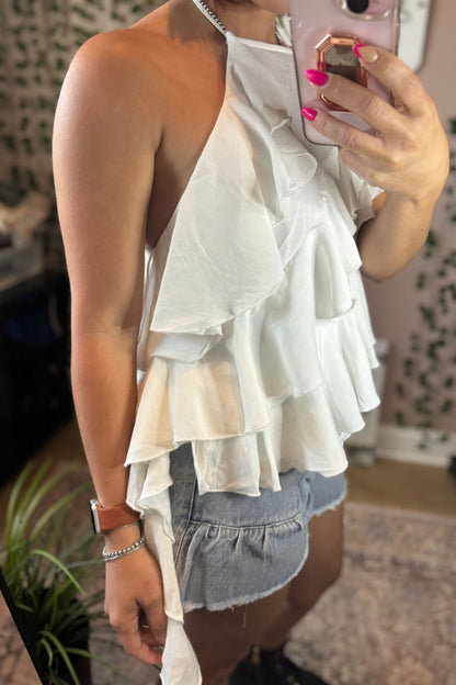 RUFFLE HALTER TOP