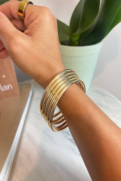 5Pc Metallic Bangle Bracelet Set