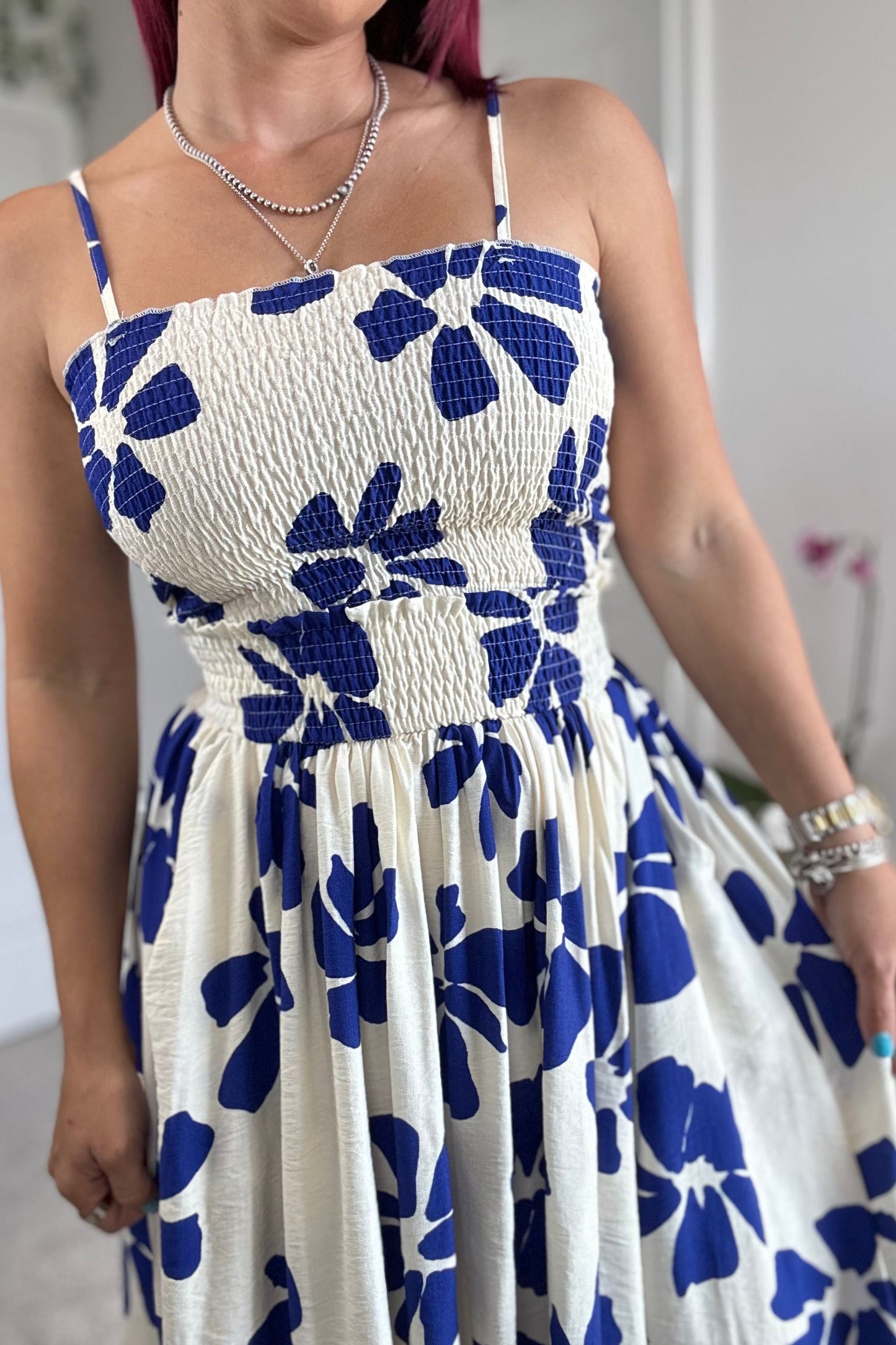 Blue flower skirt set