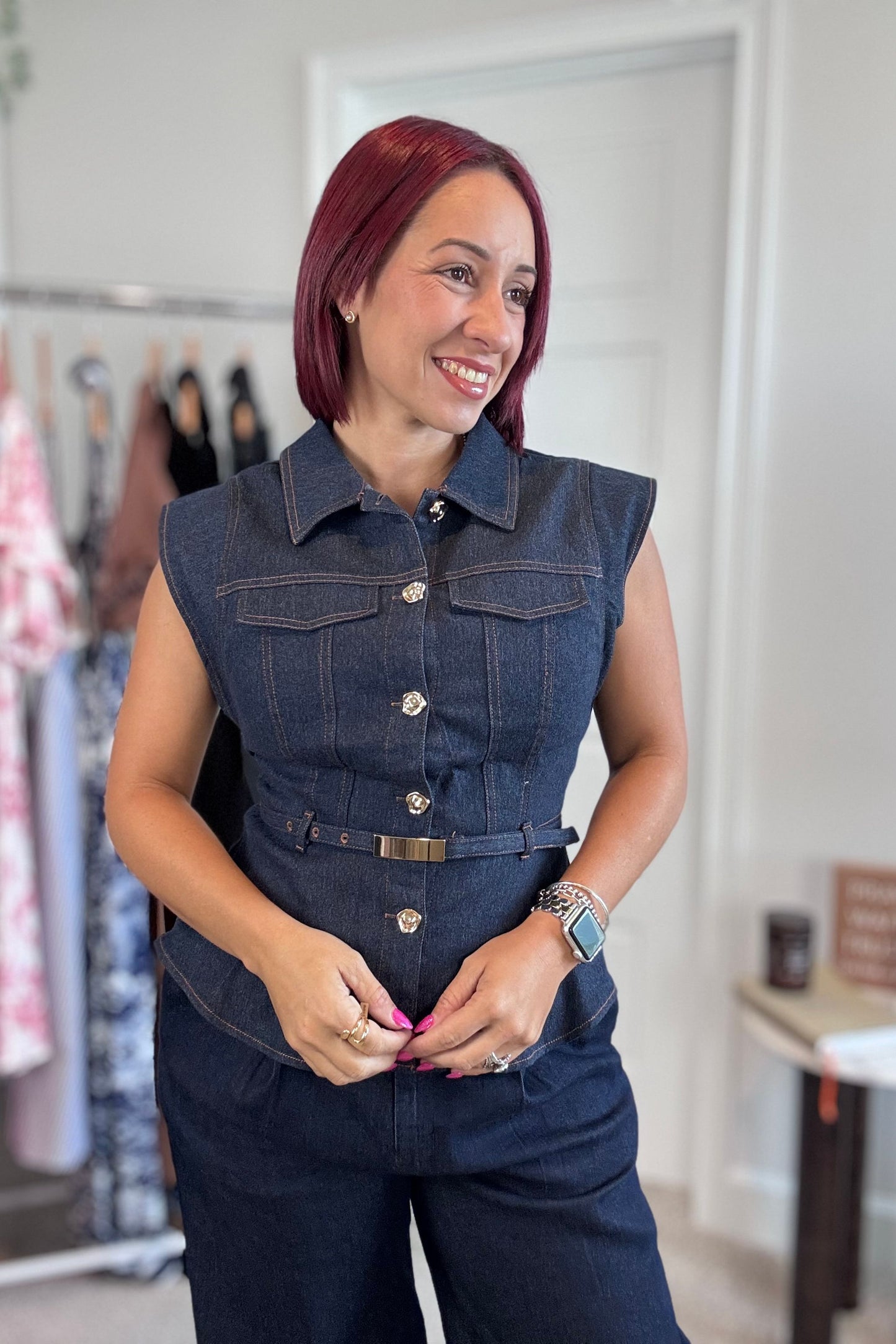Blusa Peplum Denim Texturizada