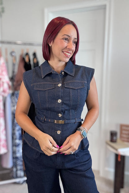 Blusa Peplum Denim Texturizada