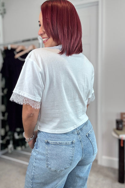 3D Floral Lace Detail Top