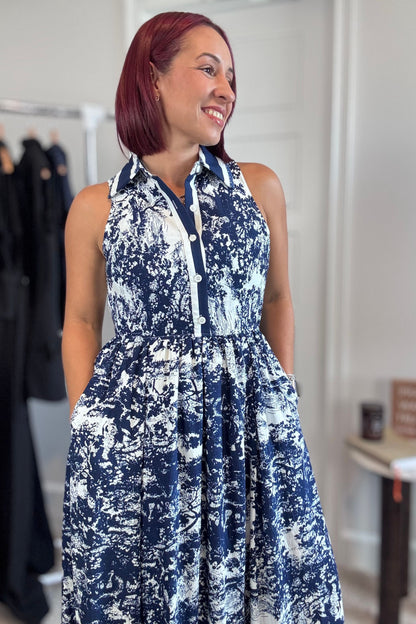 Printed Button Down Maxi Dress