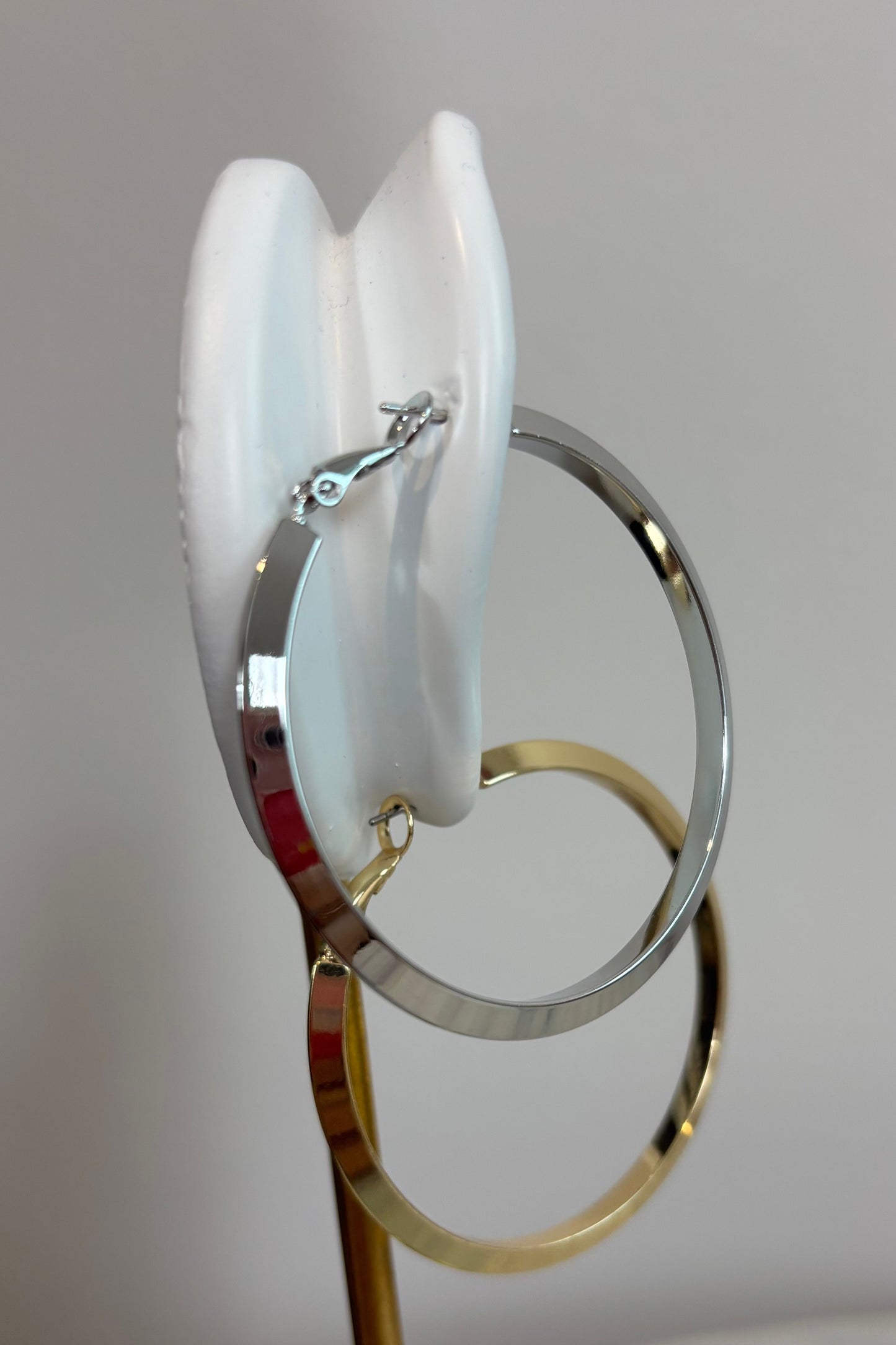 50MM POLISHED BRASS ANGEL HOOP EARRINGS