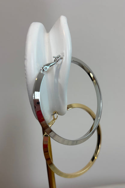 50MM POLISHED BRASS ANGEL HOOP EARRINGS