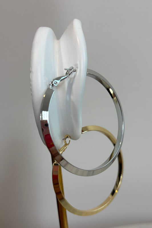 50MM POLISHED BRASS ANGEL HOOP EARRINGS