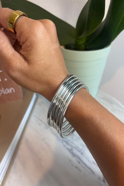 5Pc Metallic Bangle Bracelet Set