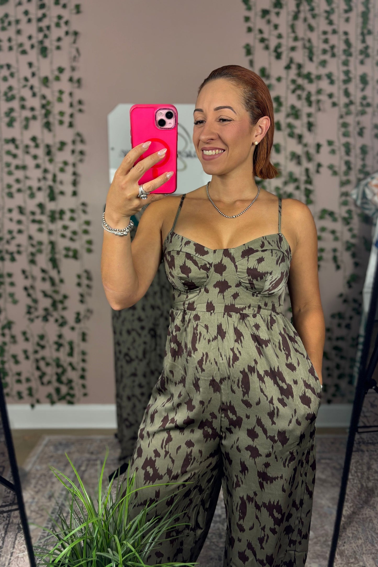 ANIMAL PRINT SATIN JUMPSUIT