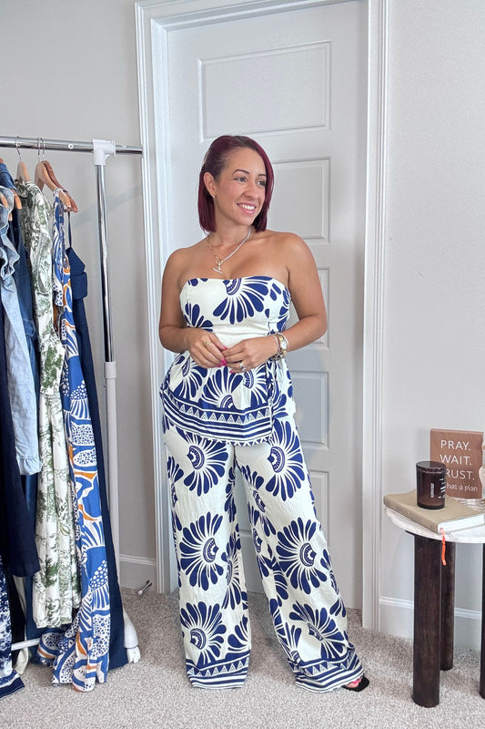 Set Printed Peplum Elegance