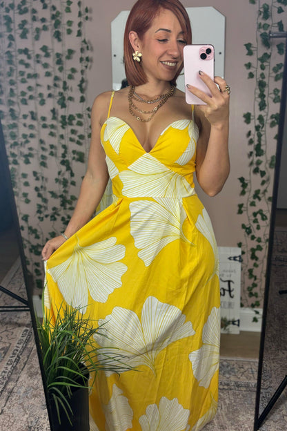 YELLOW FLOWER MAXI DRESS