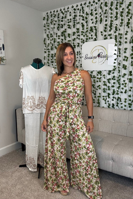 ONE SHOULDER WIDE LEG JUMPSUIT