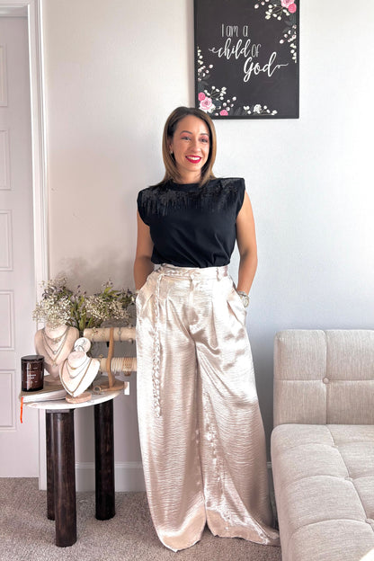 GRACEFUL TOP-BLACK SEQUIN SHIRT