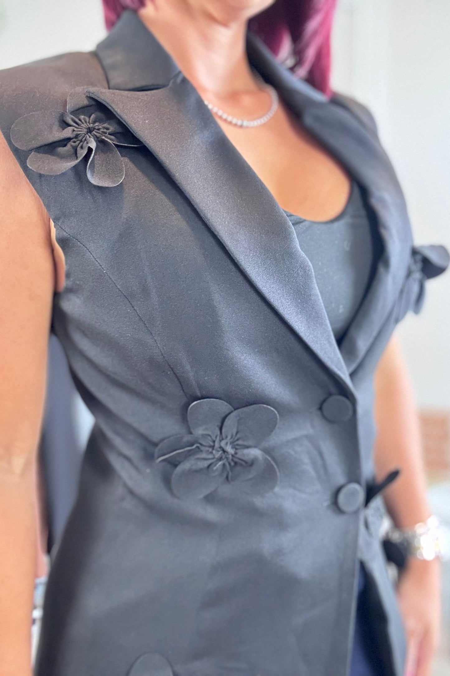 Black Flower Blazer