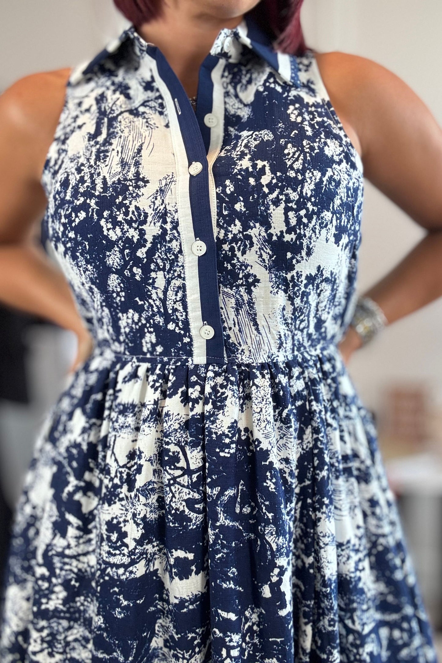 Printed Button Down Maxi Dress