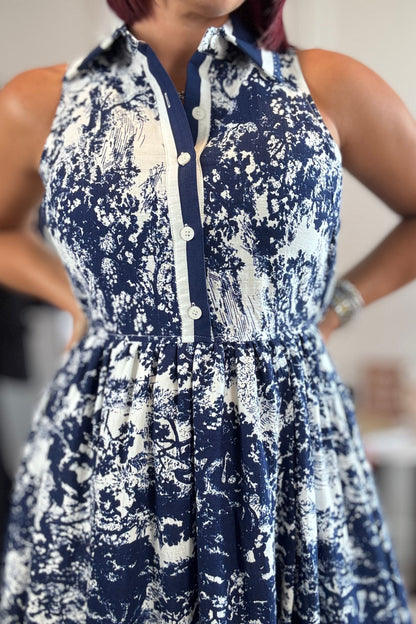 Printed Button Down Maxi Dress
