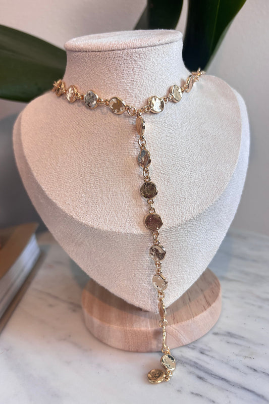Metallic coins long chain necklace