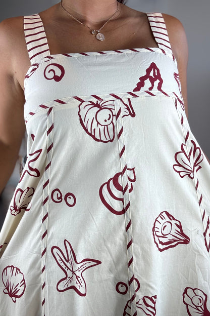 Ocean Print Midi Dress