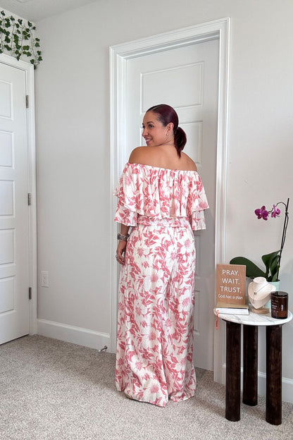 Floral Off Shoulder Pant Set
