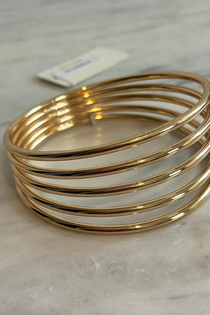 5 LAYER METAL BANGLE BRACELET-SILVER AND GOLD