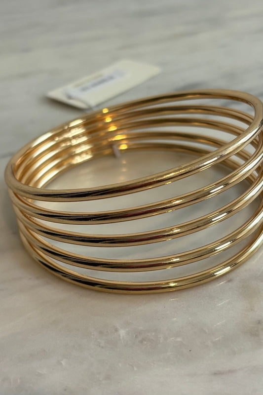5 LAYER METAL BANGLE BRACELET-SILVER AND GOLD