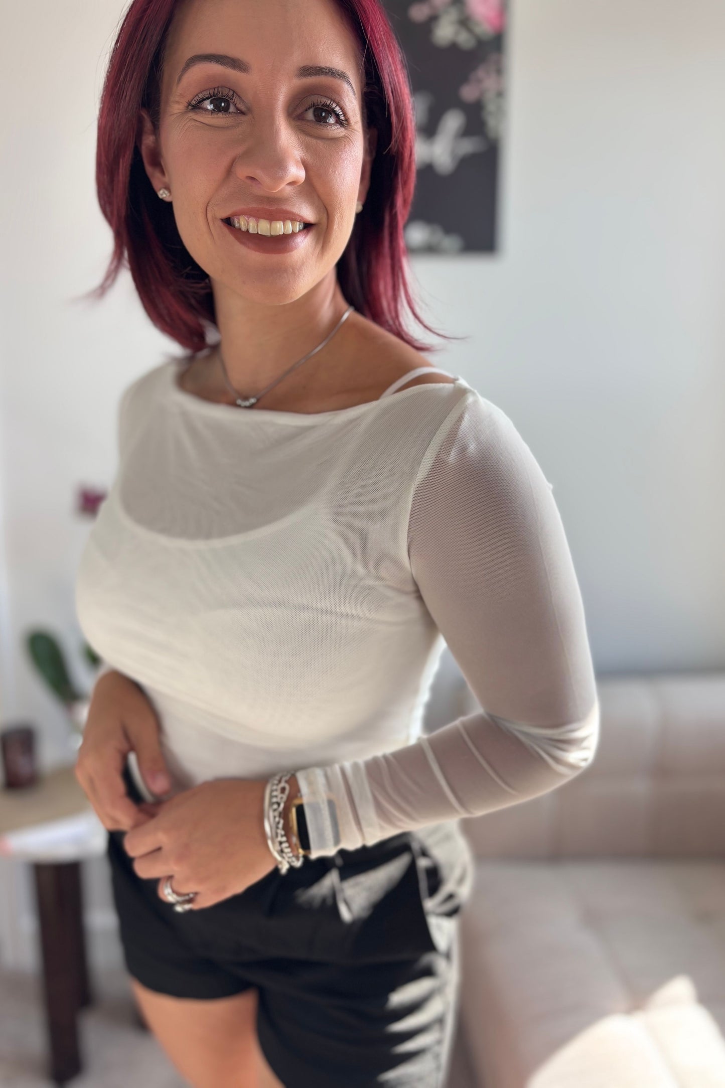 ESSENTIAL LAYER MESH TOP-WHITE