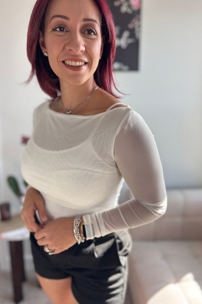 ESSENTIAL LAYER MESH TOP-WHITE