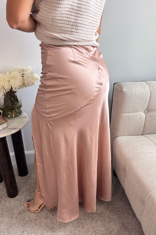 BLUSH SATIN SKIRT