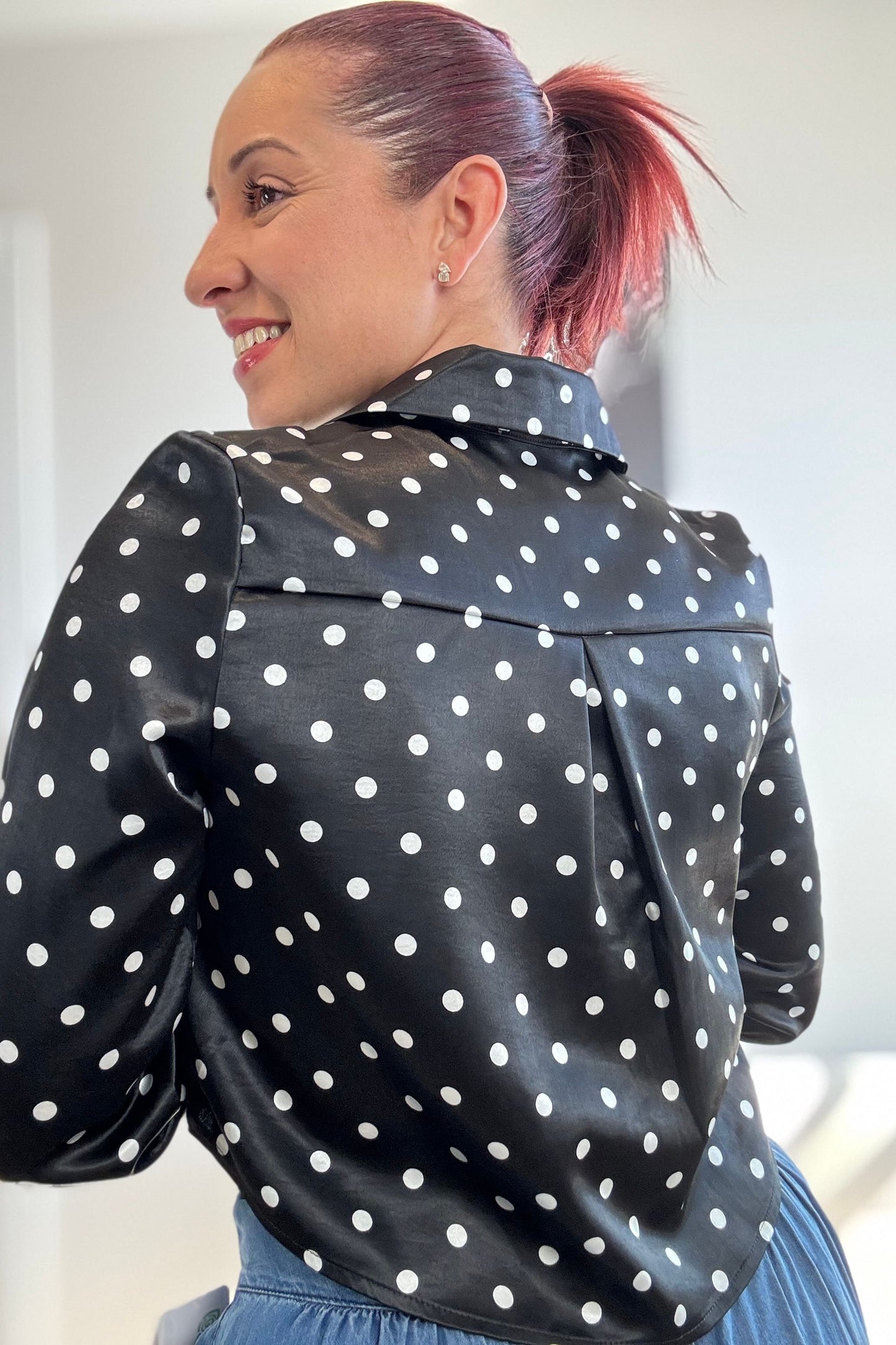 LONG SLEEVE POLKA DOT BLOUSE