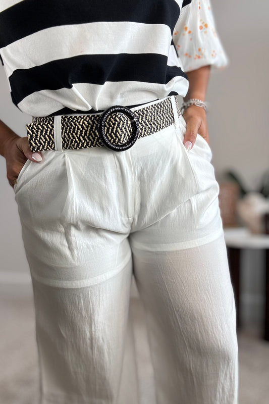 Straight leg pants with belt