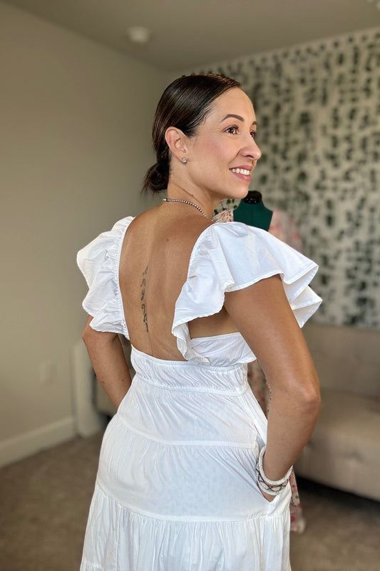 WHITE POPPLIN MAXI DRESS