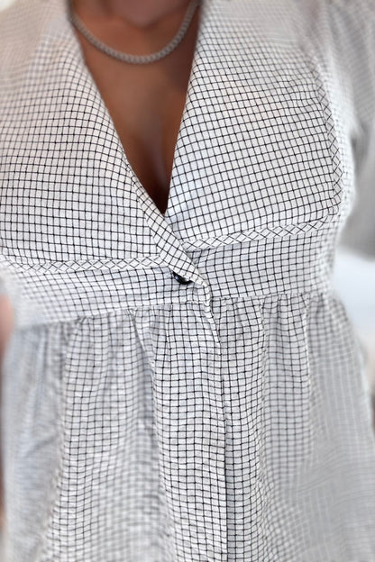 SUBLIME CHECK PEPLUM BLOUSE