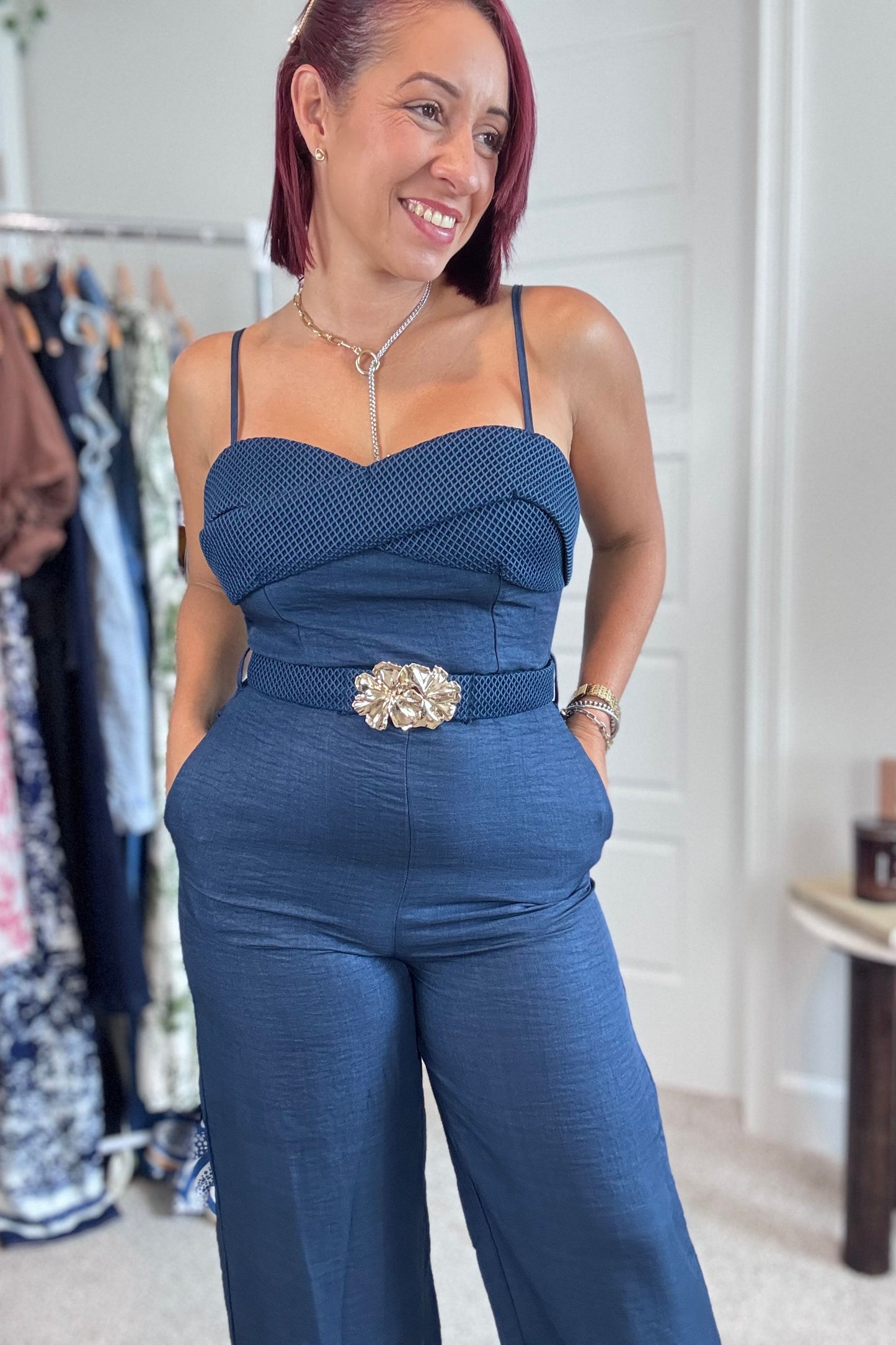 Jumpsuit Belted Braid Detail