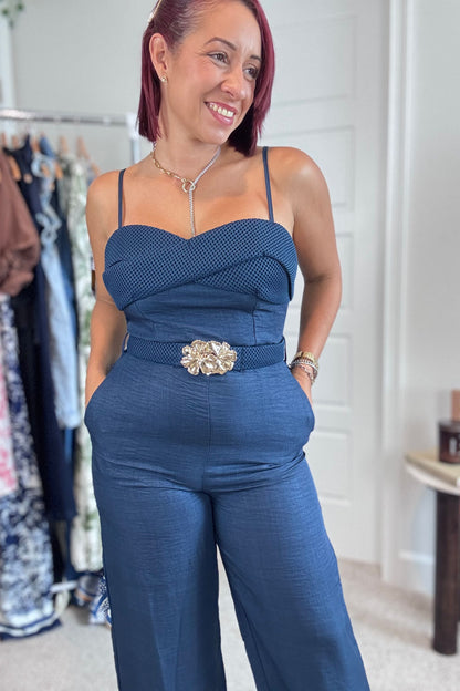 Jumpsuit Belted Braid Detail