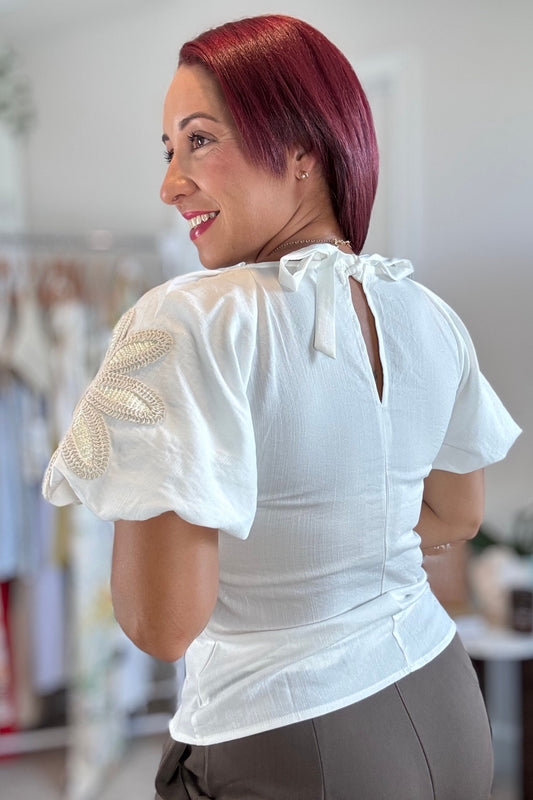 Flower Sleeve Blouse