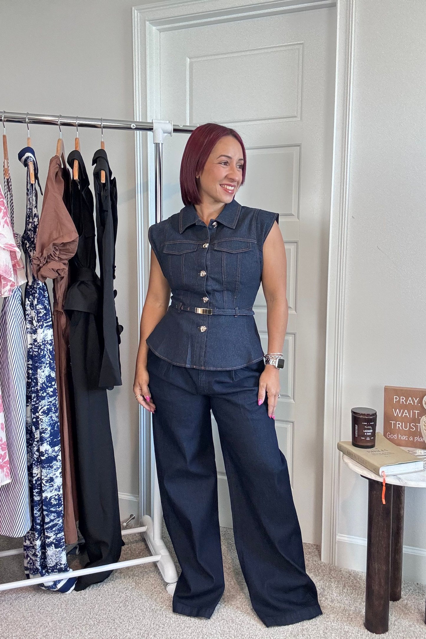 Blusa Peplum Denim Texturizada