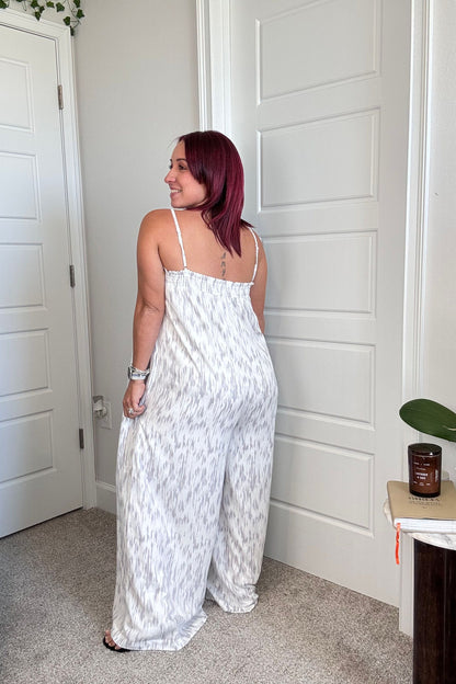 Abstract Print Wide Leg Jumpsuit
