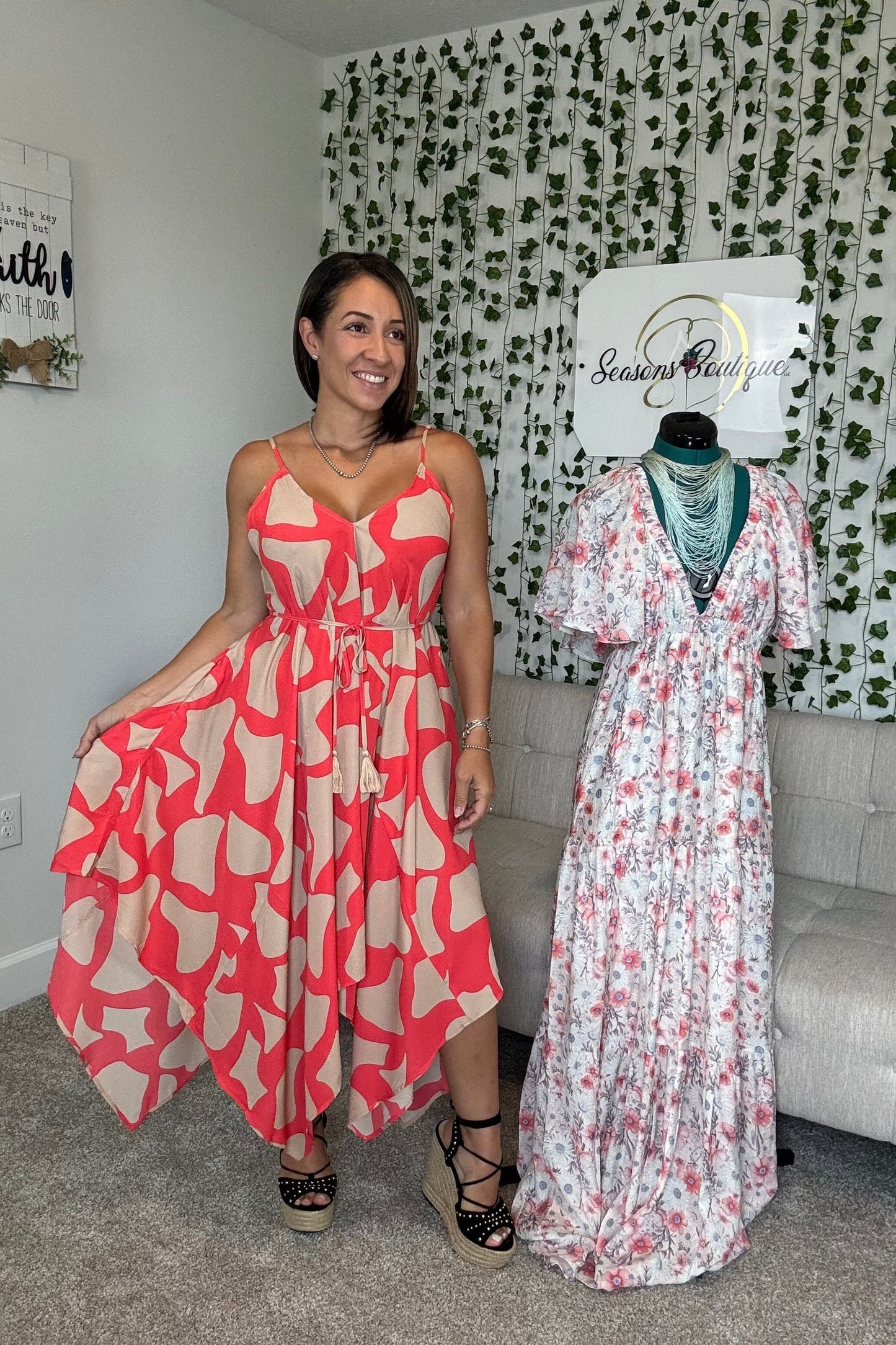 ASYMMETRIC CORAL DRESS