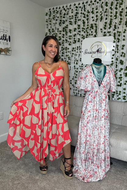 ASYMMETRIC CORAL DRESS