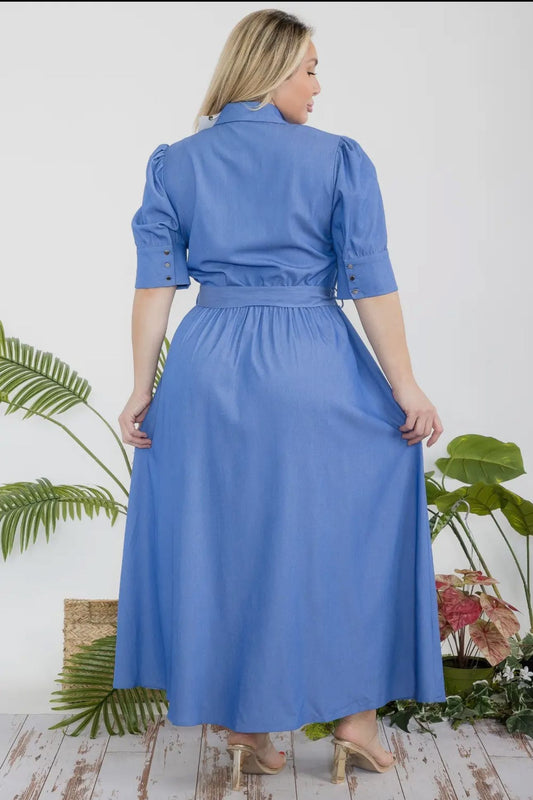 MODEST DENIM MAXI DRESS PLUS SIZES
