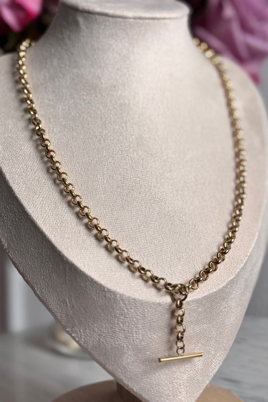 T-BAR NECKLACE STAINLESS STEEL 18K GOLD PVD