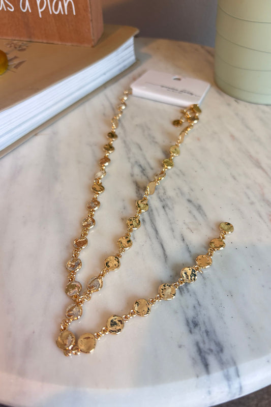 Metallic coins long chain necklace