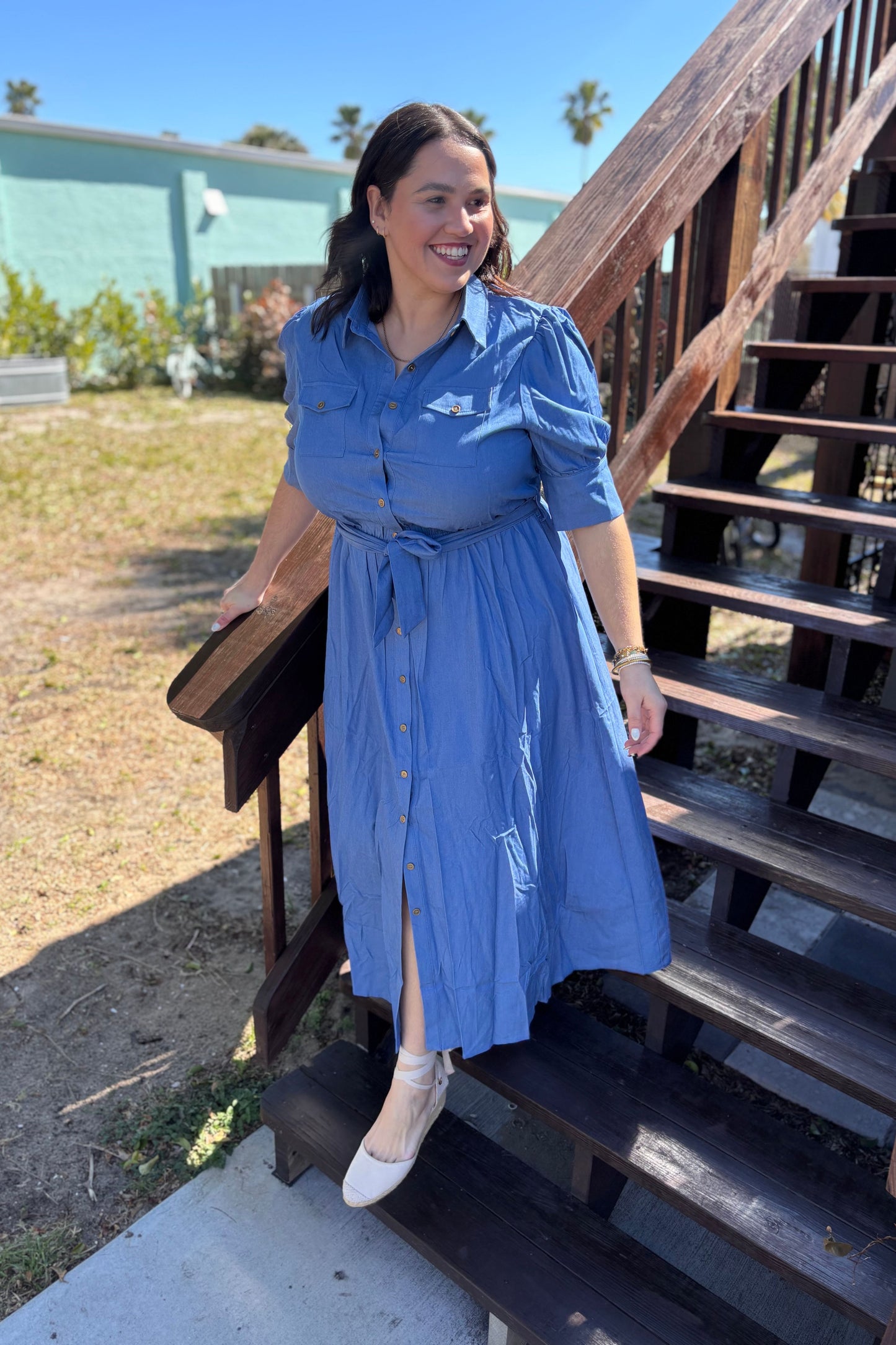 MODEST DENIM MAXI DRESS PLUS SIZES